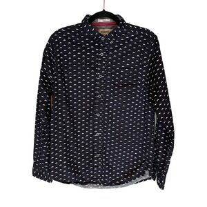 Heritage Report Collection Cotton Men's Shark Print Slim Fit Shirt M Nautical
